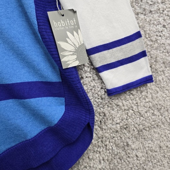 Habitat Sweater Womens Medium Blue Long Sleeve Pullover Stretch Knit Cotton - Picture 2 of 12